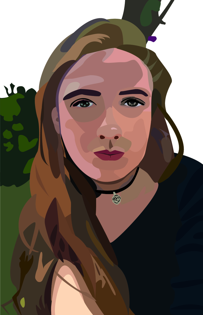 retrato adolescente mujer castaña en estilo vectorial